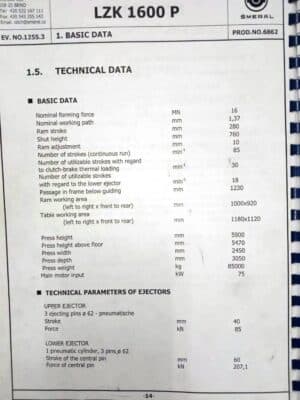 Горячештамповочный пресс Smeral LZK 1600 P - 1600 тонн (Фото 7)